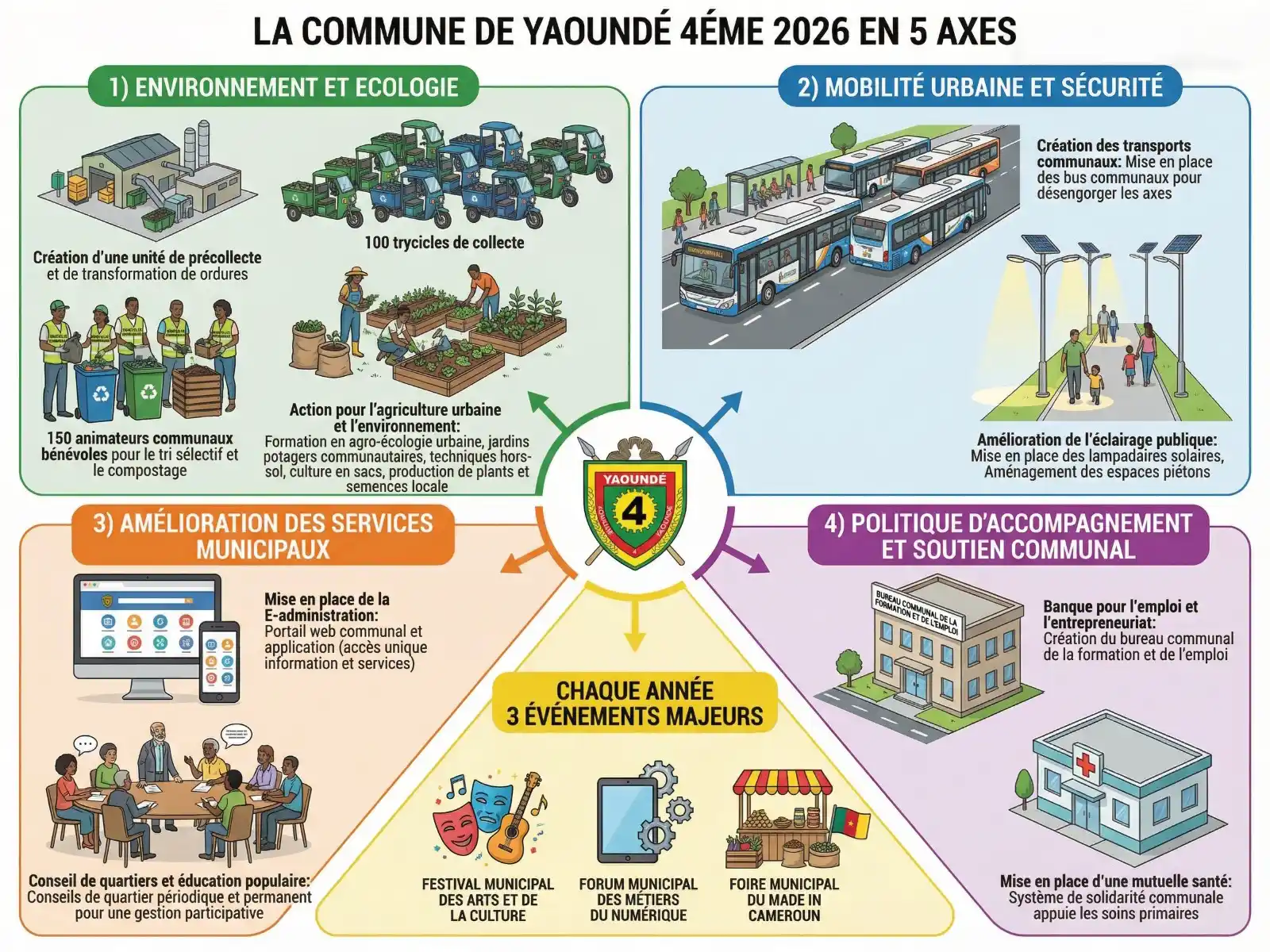 La commune de Yaoundé 4ème 2026 en 5 axes - 1600x1200